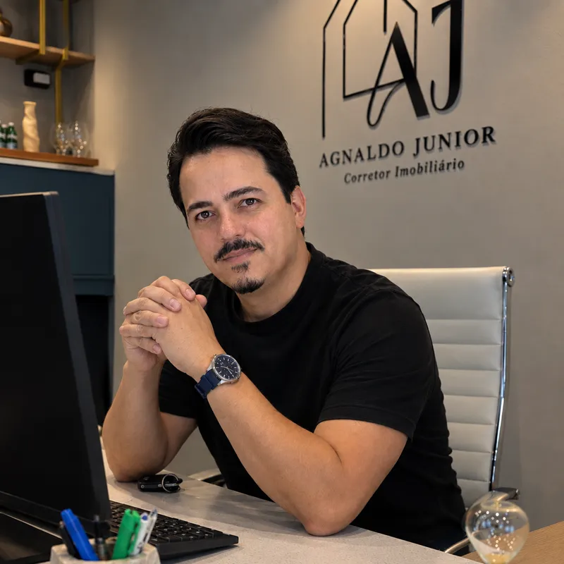 Agnaldo Júnior no escritório, em Praia Grande